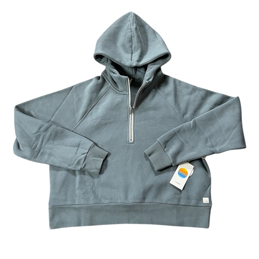 Vuori Restore Half Zip Hoodie - Smoke Blue